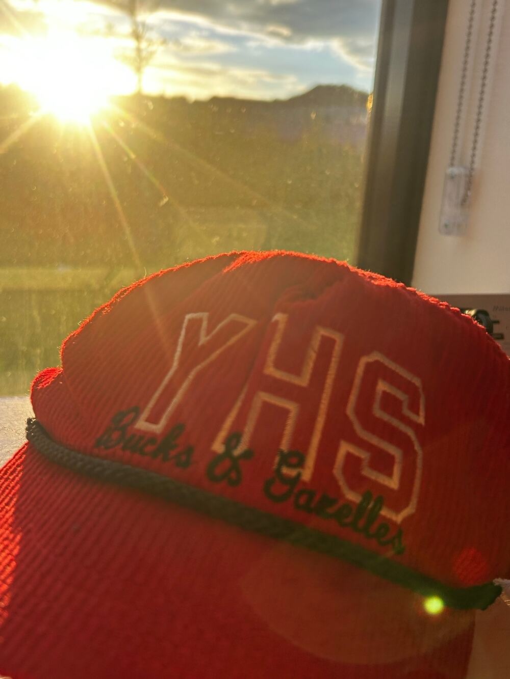 Vintage YHS Bucks & Gazelles Corduroy Rope Hat Red Yankton High School Snapback